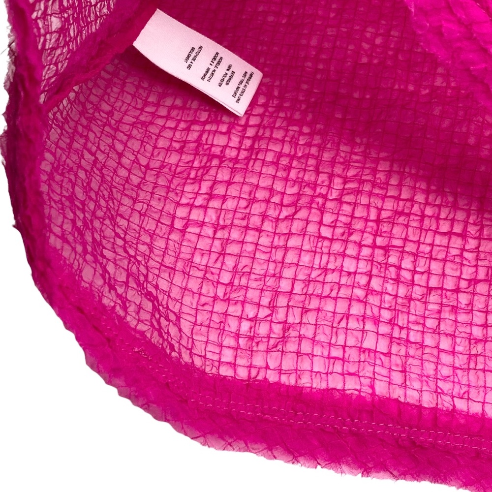 new Helmut Lang ψ Grid Chiffon Asymmetrical Top ψ Fuchsia Hot Pink ψ Large ψ - Picture 10 of 16